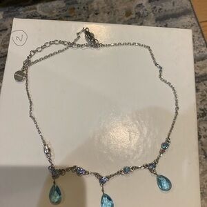 Silver Necklace with Blue Accents